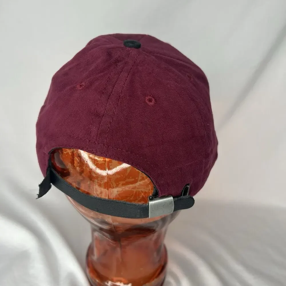 Vintage Mercedes Benz Strap Back Hat Maroon Black Leather Strap Made In USA